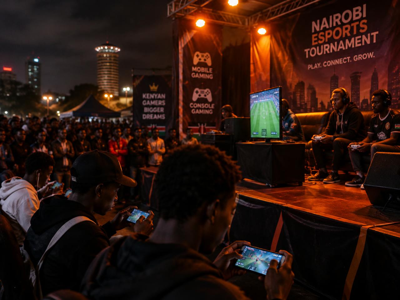 Spectators watching a neighbourhood esports tournament